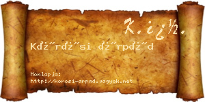 Kőrösi Árpád névjegykártya